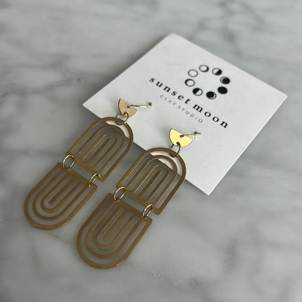 🌼HANDMADE🌼 Bohemian Minimalist Geometric Brass Earrings